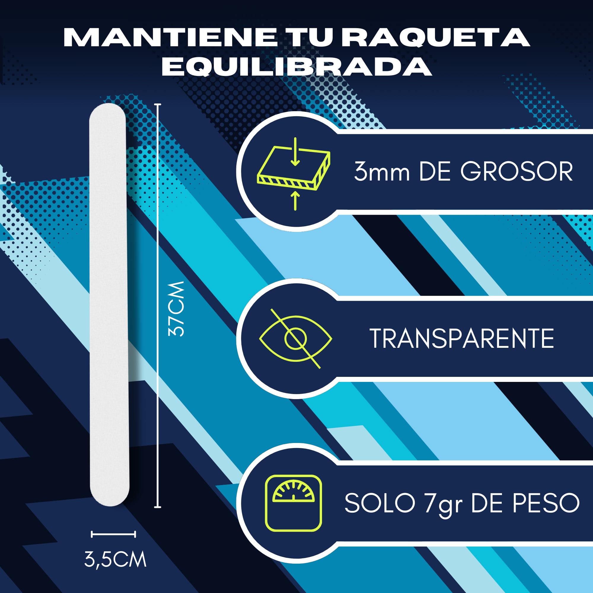 Protector Transparente Rugoso para Pala de Pádel - Cinta Protectora Multigranulada de Silicona - 3