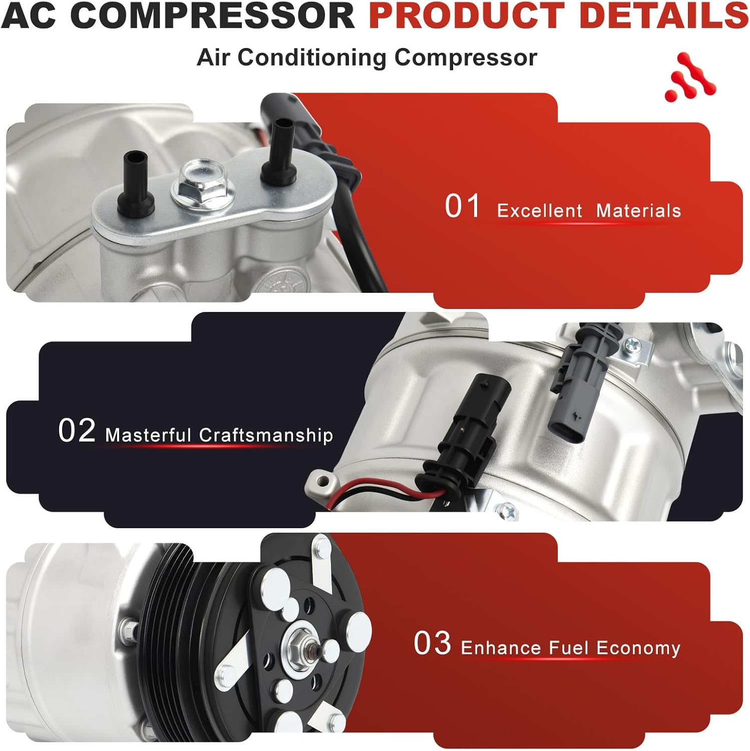 AC Compressor for Chevrolet Equinox & GMC Terrain 2.4L L4 (2012-2014) | OE Replacements 16003549-101/102/103/104, CO22229C,22798745 | A/C Compressor & Component Kit | Restores Powerful Cooling