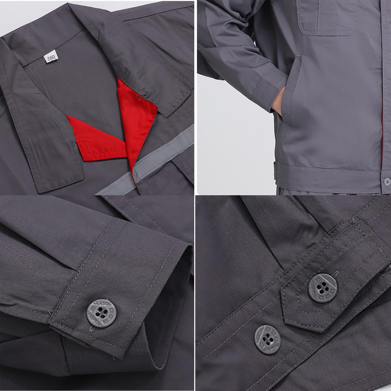 Manica Lunga Lavoro Tuta Meccanico Officina Di Riparazione Auto Uniforme Giacca E Pantaloni Con Striscia Riflettente