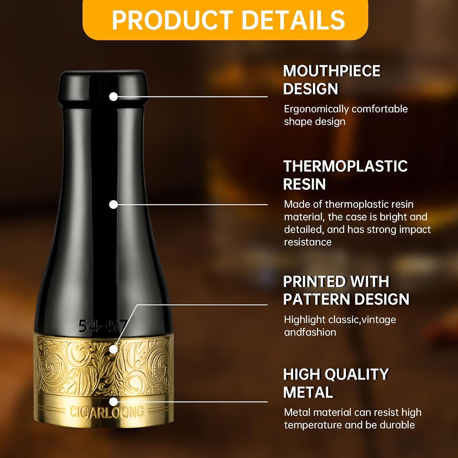 Cigar Mouthpiece for Men and Women Portable 4 Size Cigar Holder Set with Gift Box(Black)