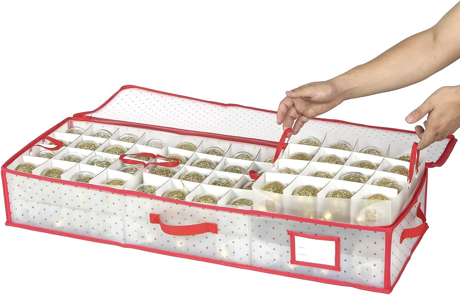 Sattiyrch Plastic Christmas Ornament Storage Box with Trays,Customizable Dividers, Dust-Proof Durable Ornament Organizer Holder,Christmas Storage Containers,Holds 96 x 3 Ornaments - Image 2