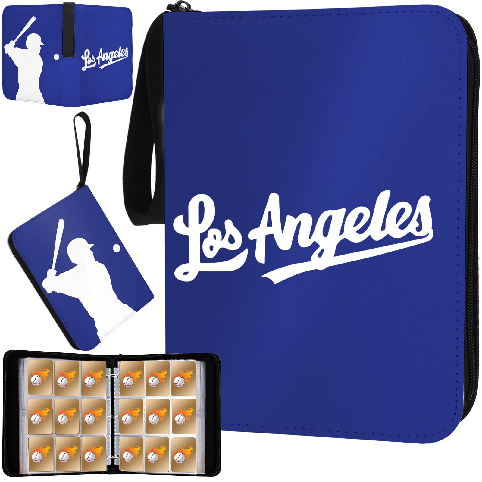 Raccoglitore per carte da baseball con maniche 900 tasche, porta carte da baseball di Los Angeles per carte collezionabili album da collezione baseball carte sportive 3 raccoglitori ad anelli