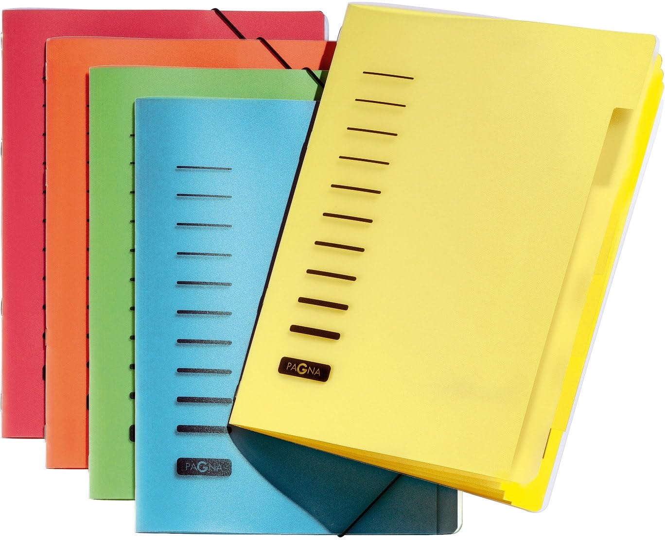 Pagna Document Wallet 6 Compartments Polypropylene Assorted Pack of 5, Translucent
