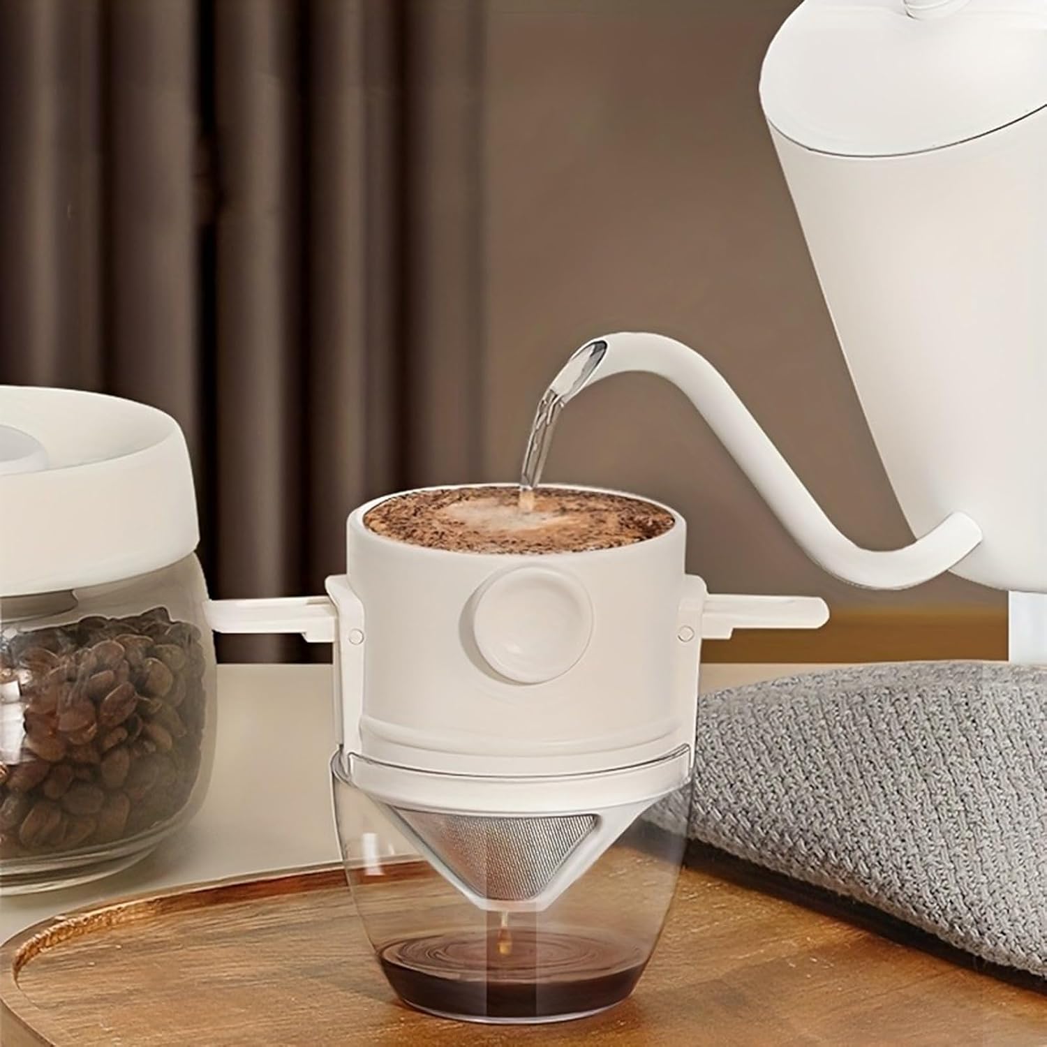 Reusable Coffee Filter Dripper Portable Pour Over Coffee Maker with Fine Mesh Strainer Cup Filter