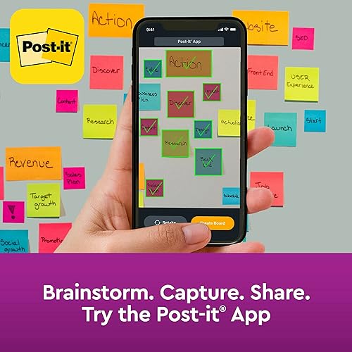 Miniatura 5 de Post-it Notas súper adhesivas 3 x 3 pulgadas 15 blocs 2 veces la potencia de adherencia aumento de energía colores brillantes naranja rosa azul