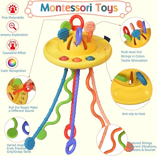 Miniatura 10 de Juguetes sensoriales Montessori para dentición para bebés de 24 meses, juguete de dentición de silicona para 2 y 3 años, desarrollo sensorial,