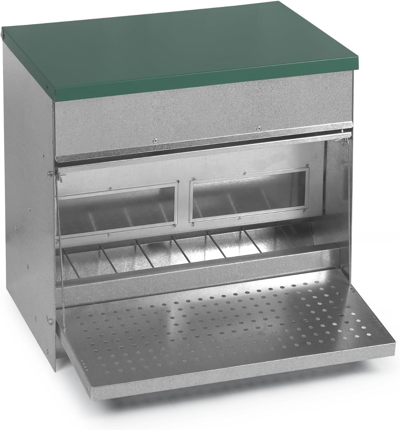 Agrarzone Automat do karmy dla kur, z płytą do wchodzenia, 20 kg, bezpieczna dla szczurów, dozownik karmy dla kur, redukuje marnowanie karmy - koryto dla kury i drobiu