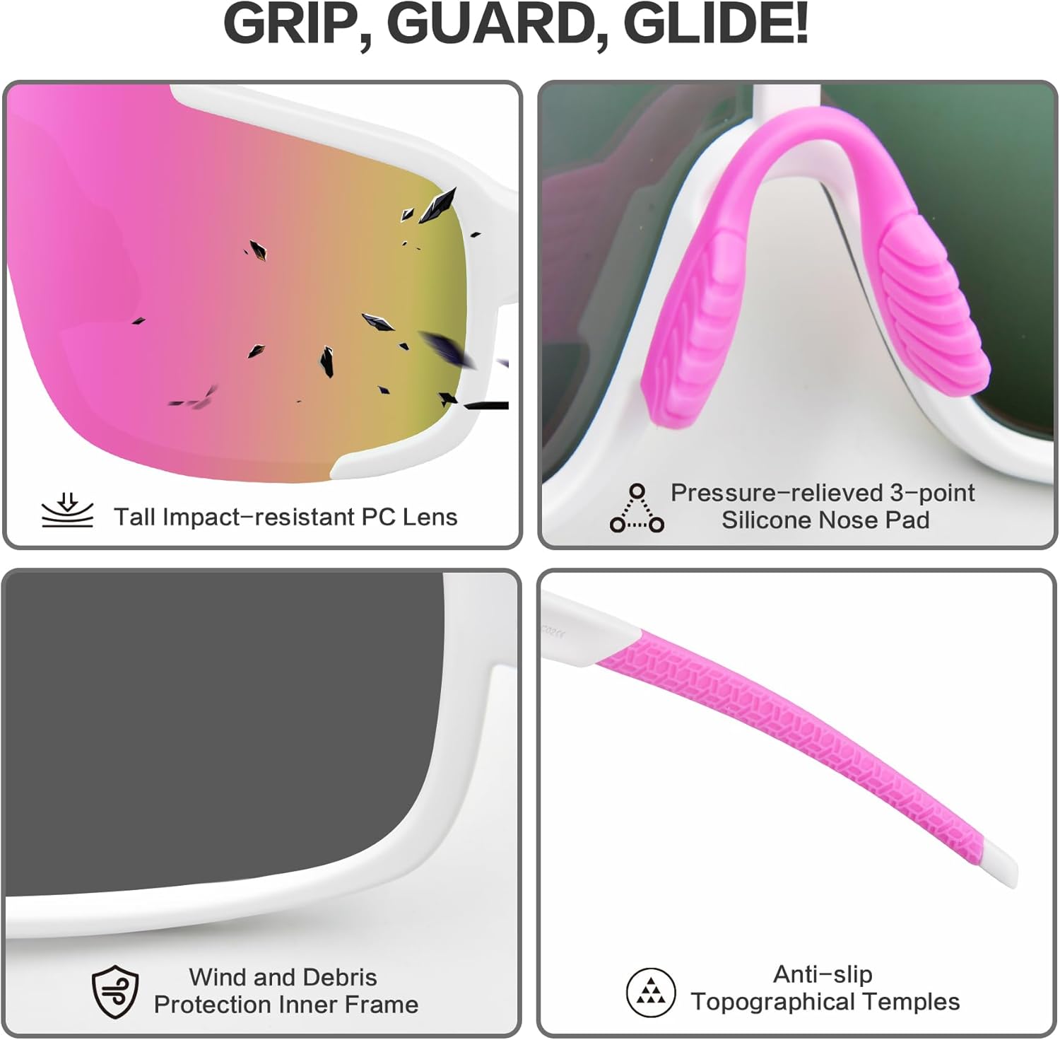 Jefoo Cycling Sunglasses for Women Men UV Protection Running Baseball MTB Biking Shades Sports Glasses - Image 4