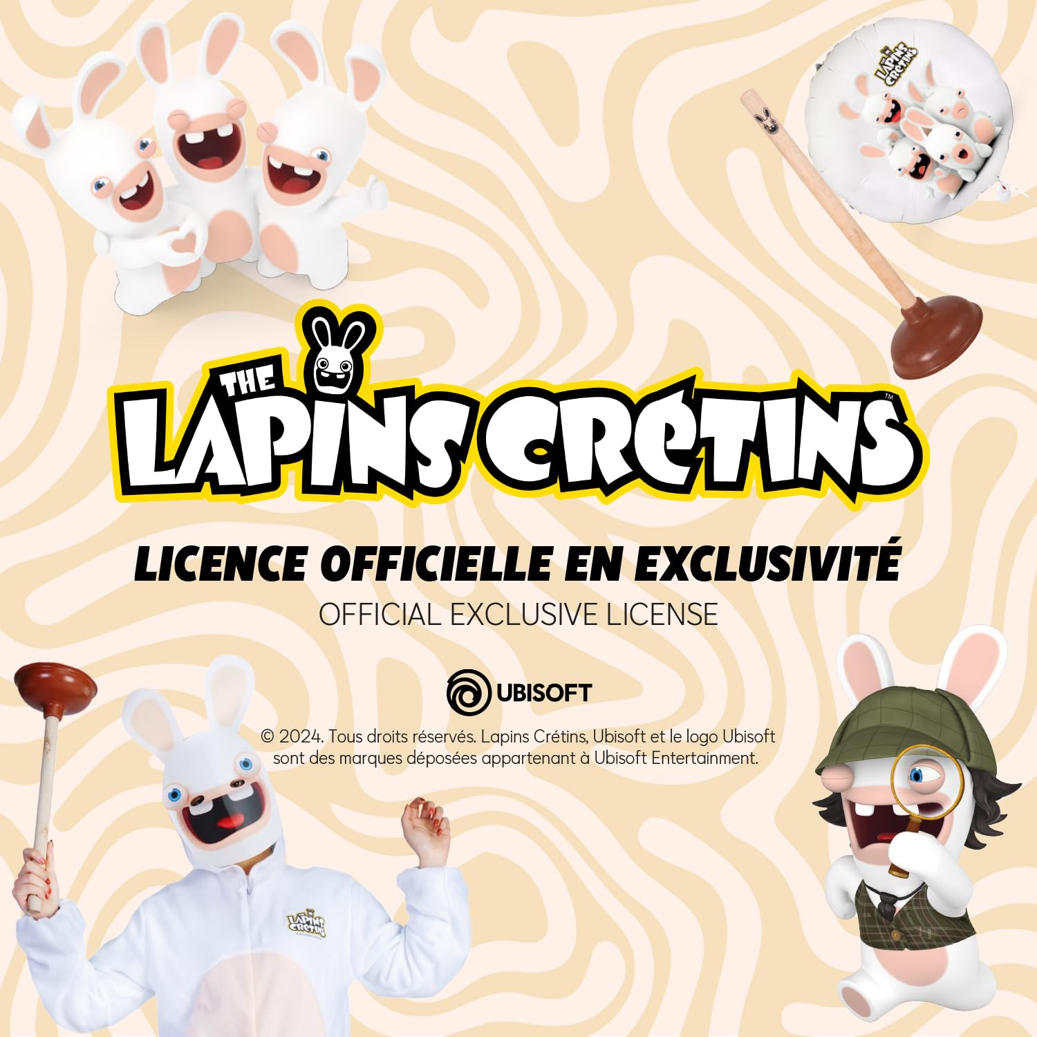 P'tit Clown - Raving Rabbits PVC Mask, Unisex Adult, 44437, White-Beige, White - Beige - Image 3