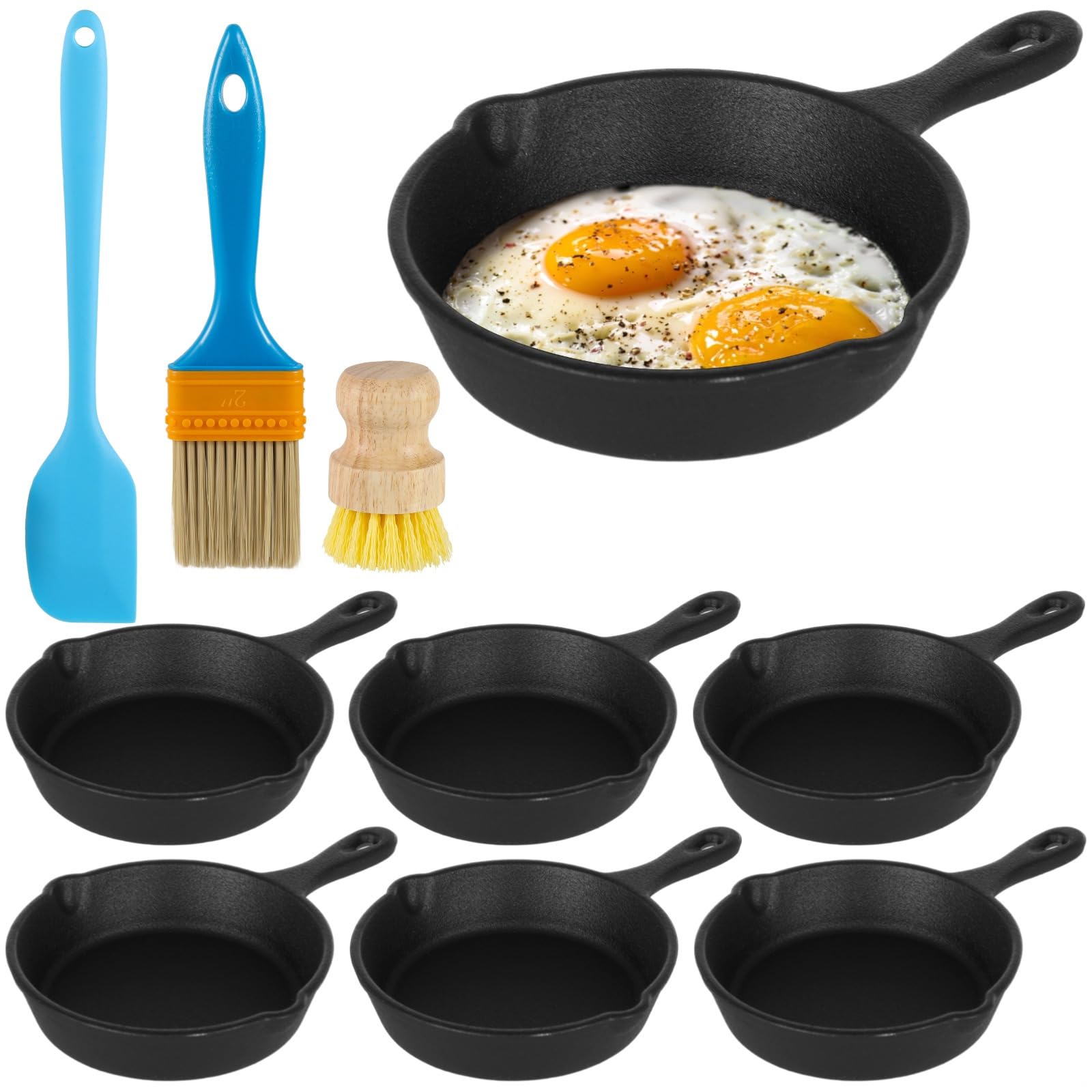 Poêles en fonte de 10,2 cm petites poêles à frire antiadhésives pour mini portions au four