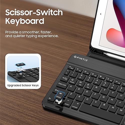 Miniatura 9 de FINTIE - Funda con teclado para iPad de 9ª/8ª/7ª generación (2021/2020/2019) de 10.2 pulgadas, funda trasera de TPU suave con soporte y portalápiz