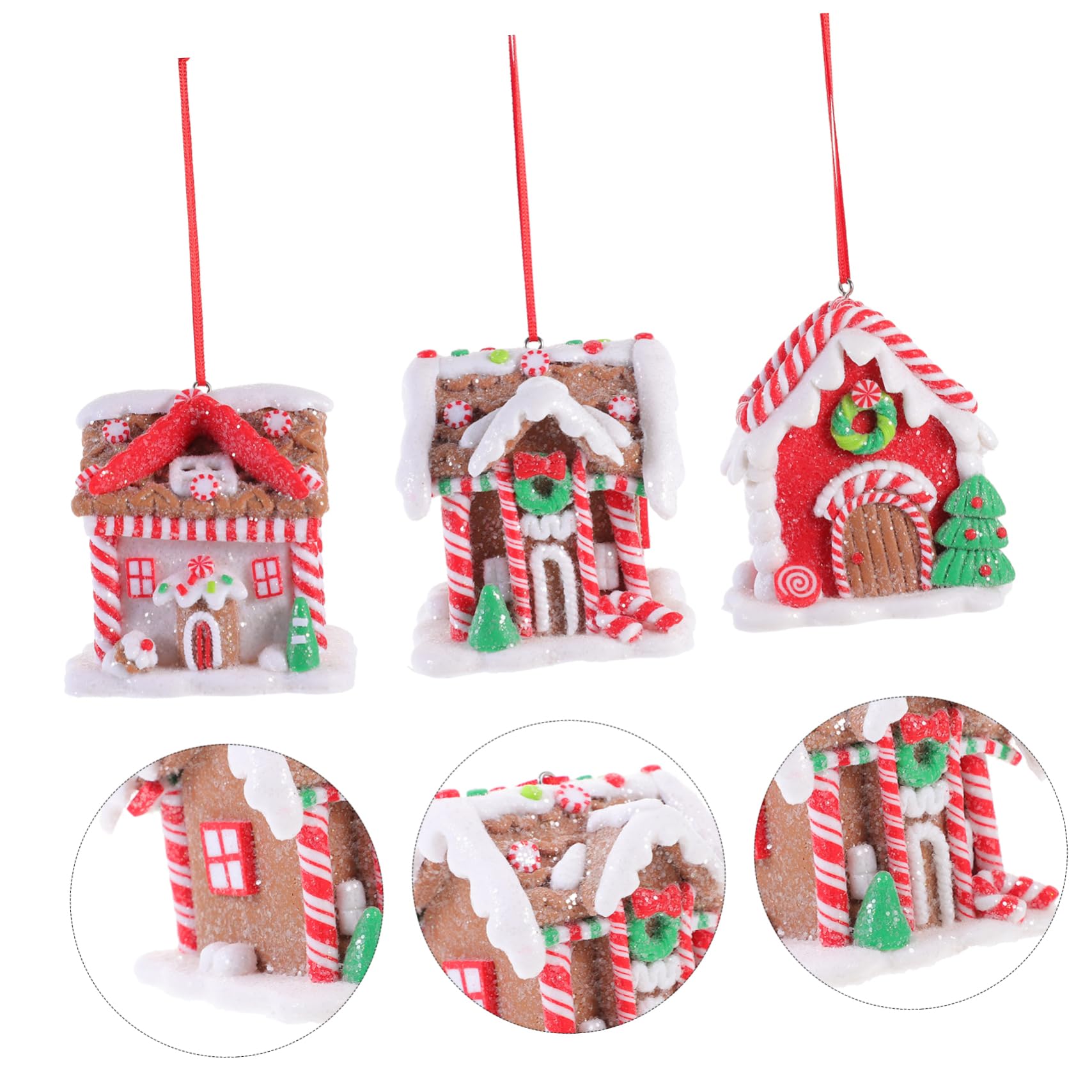 Cabilock 2 Ensembles Pendentif De Maison De Noël Mini Arbre De Noël Artificiel Porte Mini Maisons De Village De Ornement De en D'Épice Décoration De Bureau 3 pièces * 2