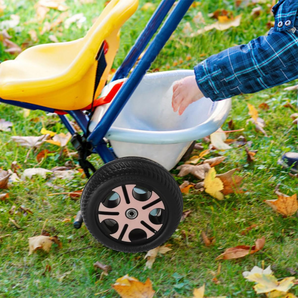 HEMOTON 2pezzi Ruote di Ricambio per Triciclo Bambini e Scooter Foro da 0,8cm, in Plastico Leggero e Resistente All'usura, Facili da Installare per Bambini