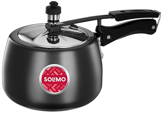 Solimo Hard Anodised Pressure Cooker With Stainless Steel Lid, 3 Liter