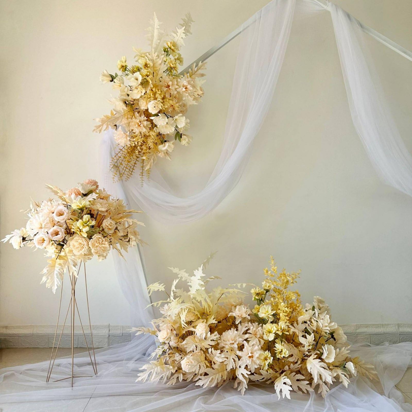 predolo Composizione Floreale per Eventi Composizione Fiori da Pavimento Aisle Decorazione Sfondo Bouquet Scenico in Fiori Sintetici Riutilizzabile Adatta a, Bianco