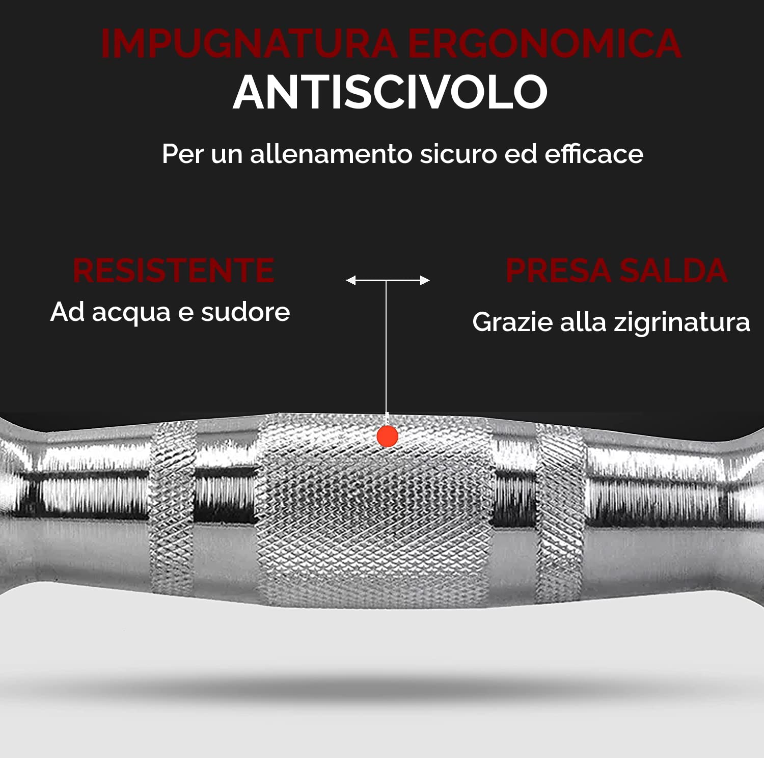 FFitness Manubrio Professionale da 15 Kg Bilanciere Esagonale Gommato con Impugnatura Sagomata Peso Palestra Home Gym