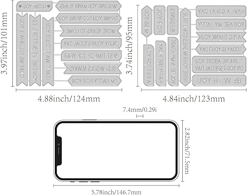 Miniatura 2 de INFUNLY 24 piezas de troqueles de corte de palabras de feliz cumpleaños palabras de metal troquelado de marco de diálogo troquelado para mejores