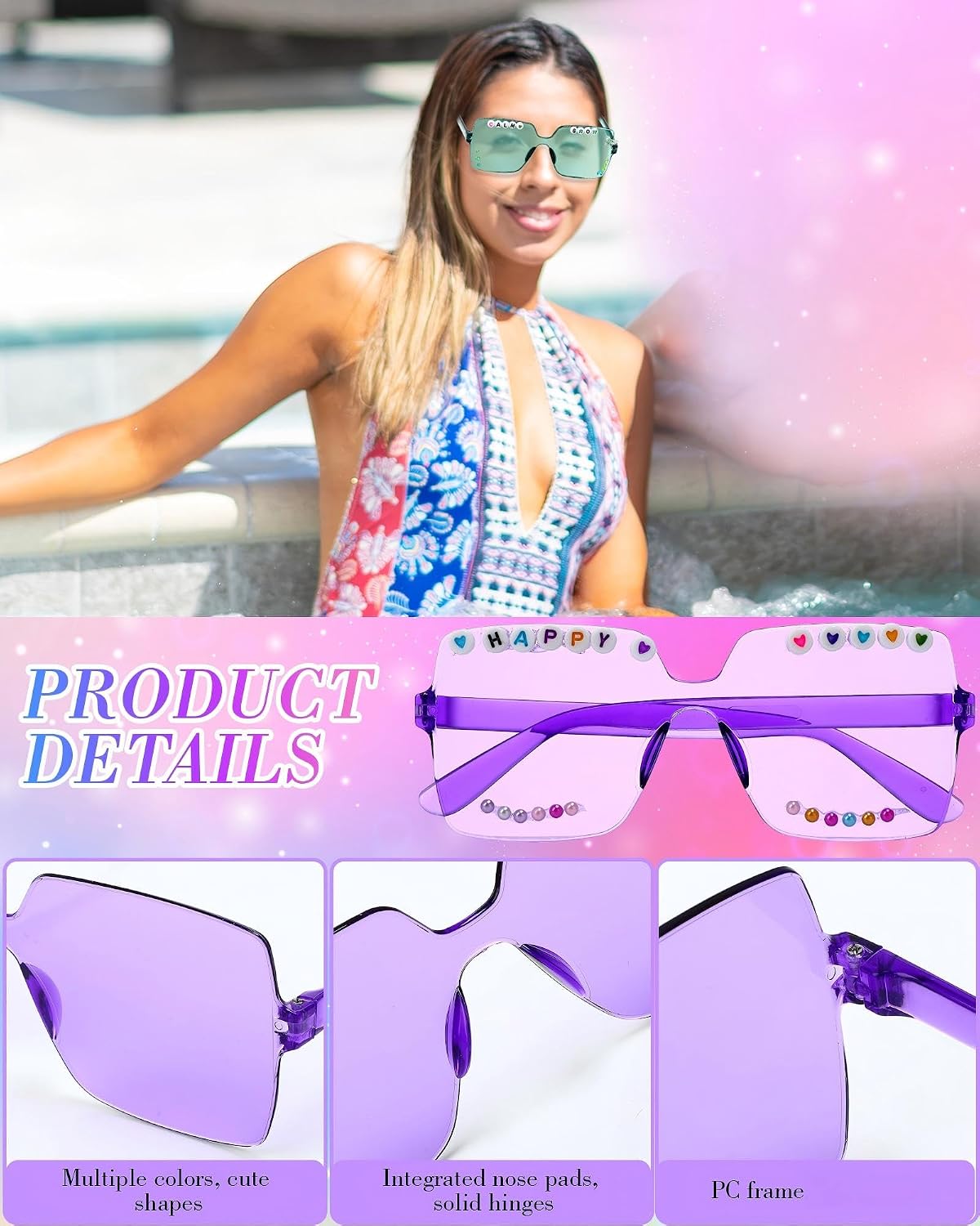 Relaxweex 24 Set DIY Sunglasses Kit in My Era Popular Singer Party Favors Friendship Sunglasses for Women