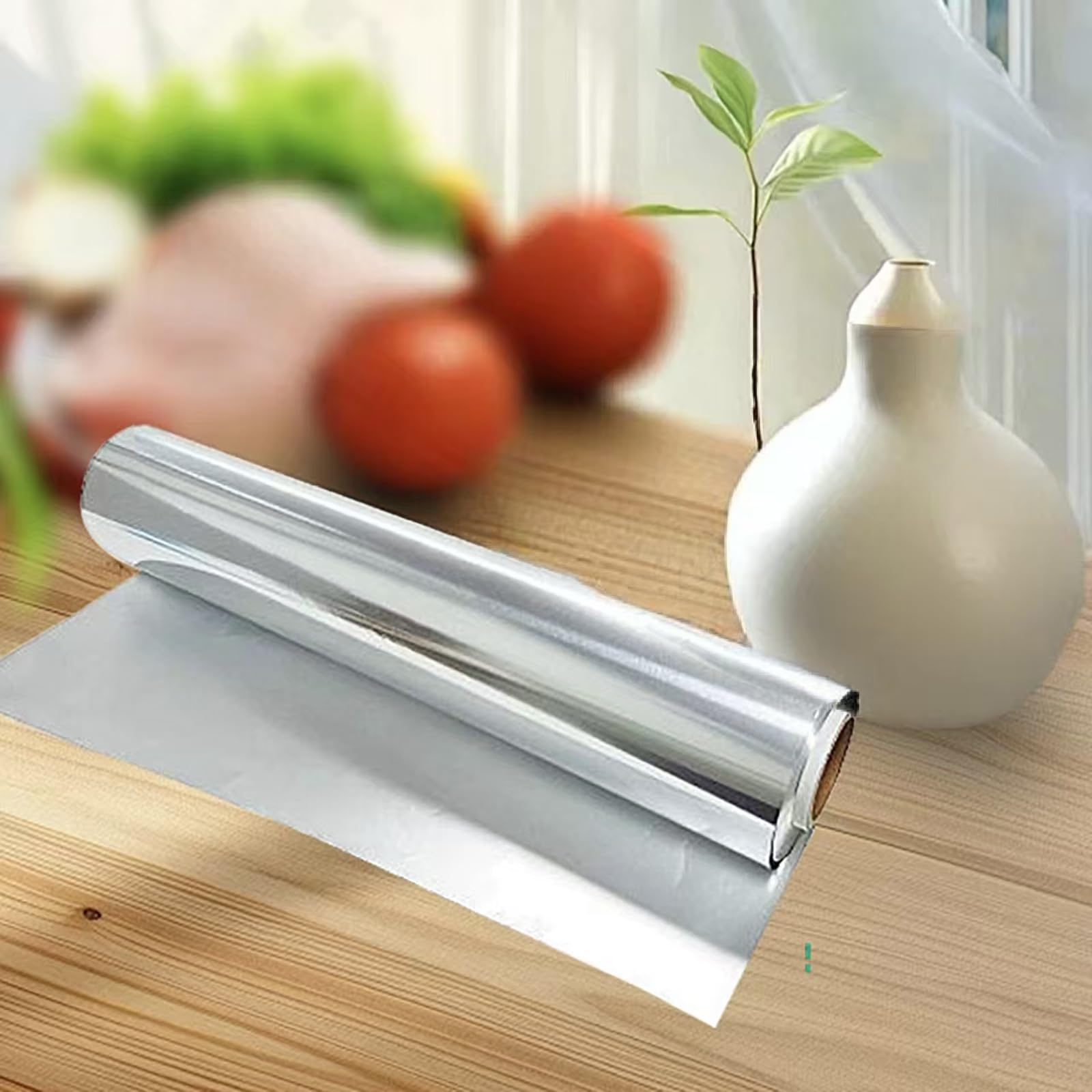 1 Rollo de Papel Aluminio Extrarresistente para Alimentos, 17 μm – Ideal para Cocina Casera, Catering y Parrilla – Film de Aluminio Resistente(Size:38cm*150m)