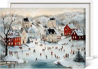 15 Breathtaking Christmas Landscape Paintings That Will Transport You to a Winter Wonderland! 397 Yermidi Christmas Village Wall Art Snowy Winter Town Poster Holiday Snow...