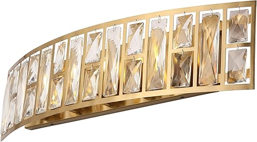 Miniatura 1 de Lámpara de tocador de baño de 24 pulgadas, moderna luz de cristal sobre el espejo, lámpara de pared dorada adecuada para bombilla G9 (dorado, 24
