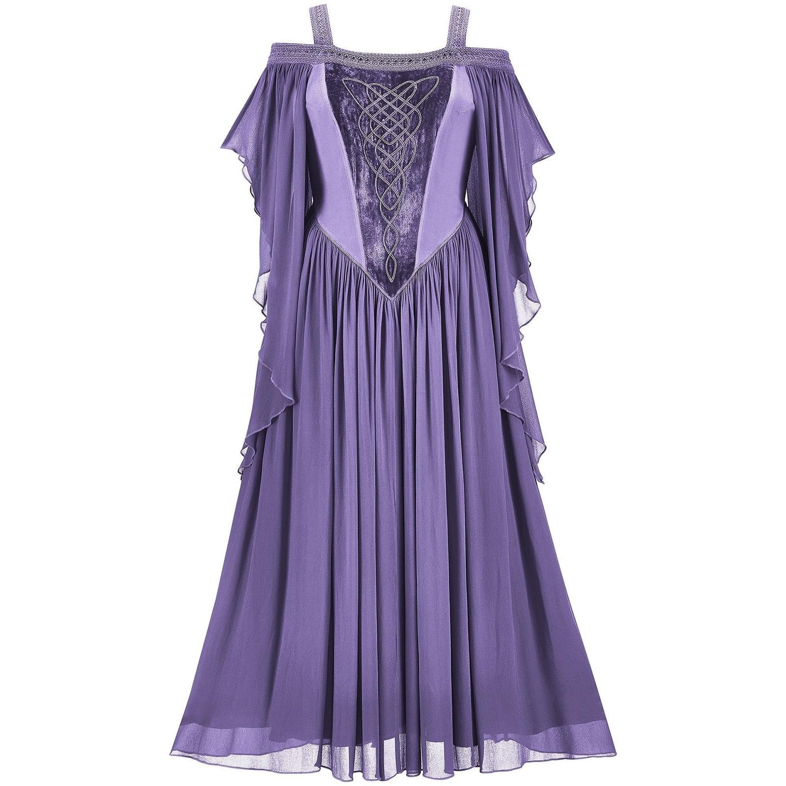 Abito gotico da donna, con stampa floreale, autunnale, a maniche lunghe, elegante, per feste, stile medievale, romantico