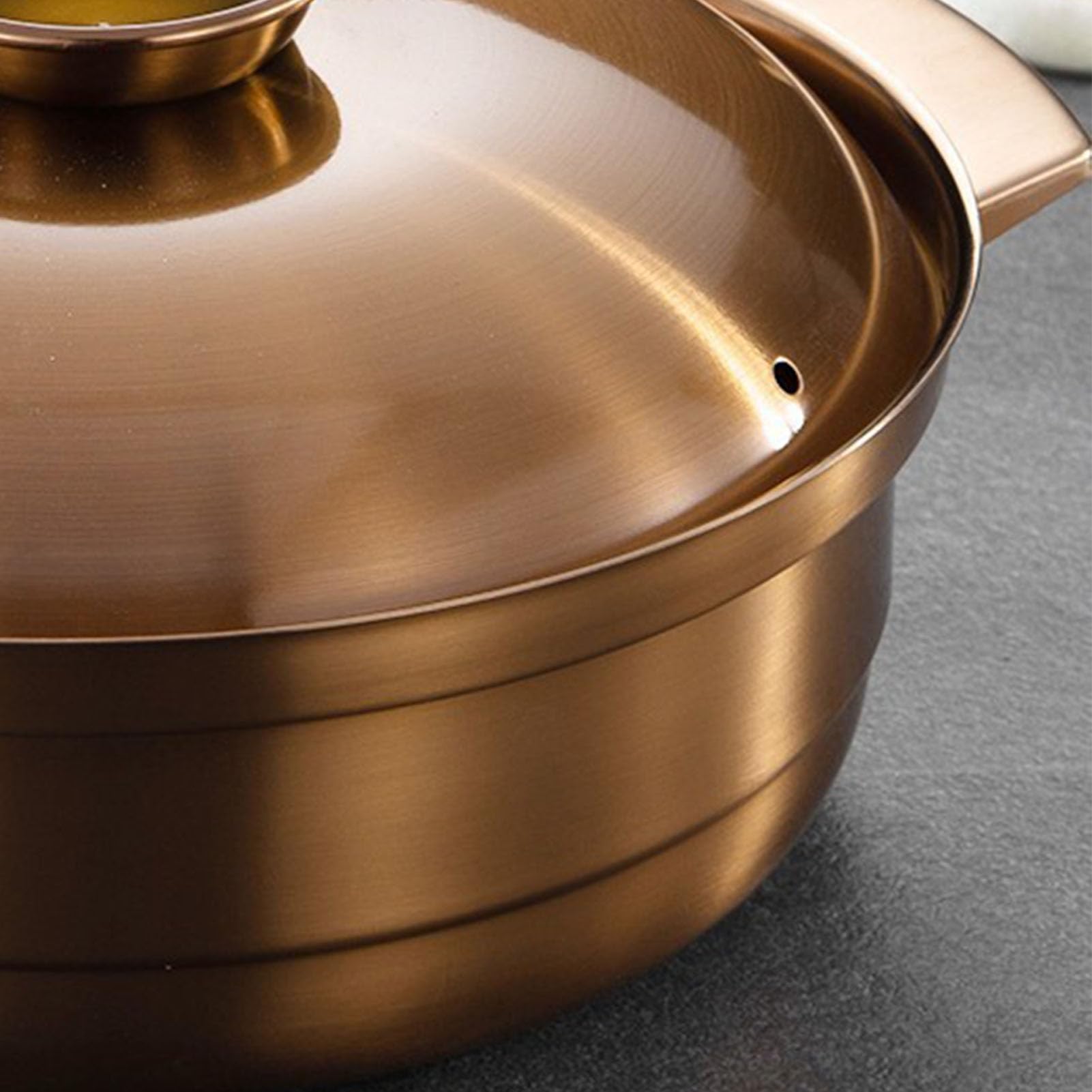 Stockpot, pot chaude, acier inoxydable grande manche ergonomique à poignée de soupe avec couvercle de pot de couvercle compatible pour tous les poêles, distribution de chaleur (28 cm)