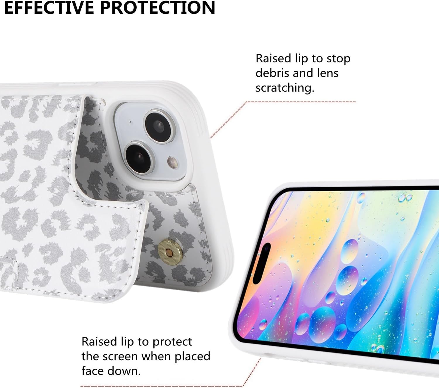 iCoverCase Compatible with iPhone 15 Plus Wallet Phone Case with Card Holder for Women Men, [RFID Blocking] Card Slots PU Leather Protective Wallet Case 6.7 Inch (Gray Leopard) - Image 6