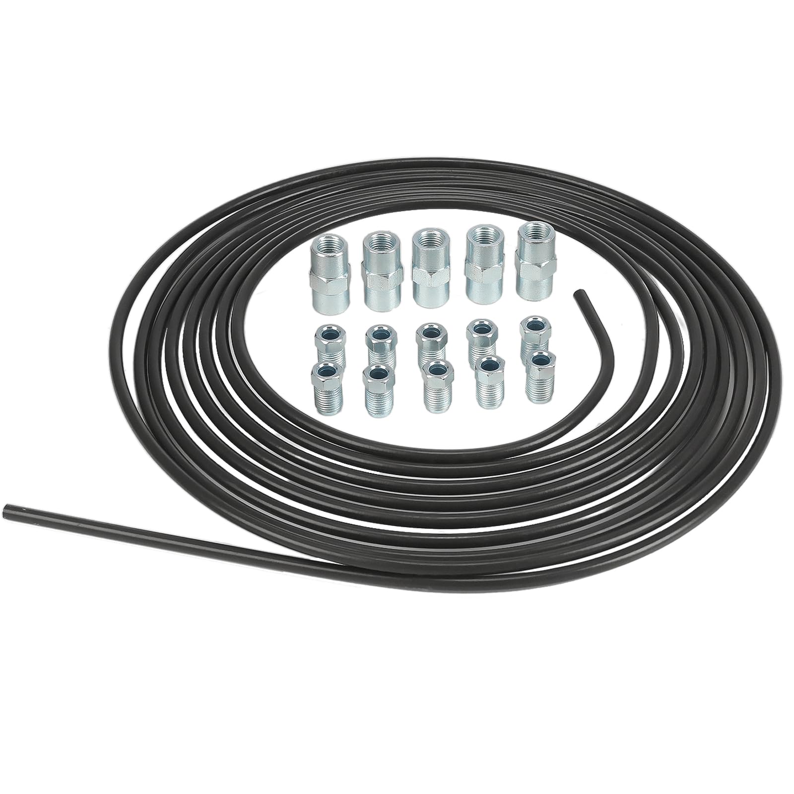 GEARMONSTER 2 x 5 m przewód hamulcowy Ø 4,75 mm, stal w zestawie z 20 połączeniami śrubowymi i 10 łącznikami