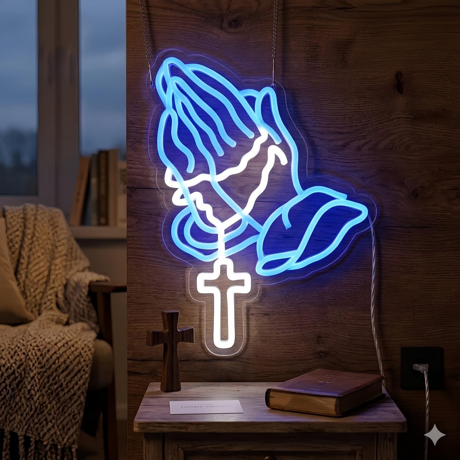 Praying Hands Neon Sign, USB Powered LED Light for Faith Decor | Prayer Wall Decor for Bedroom, Worship Room, Believers Space, Party Decoration and Faith Gift