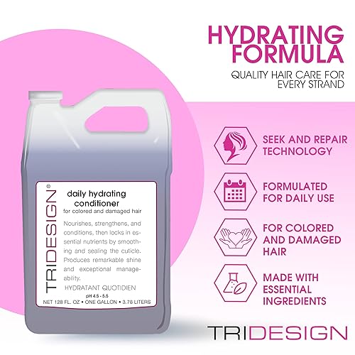 Miniatura 3 de TRIDESIGN Acondicionador hidratante diario: acondicionador para cabello seco dañado, acondicionador hidratante para cabello teñido y fino, nutre,
