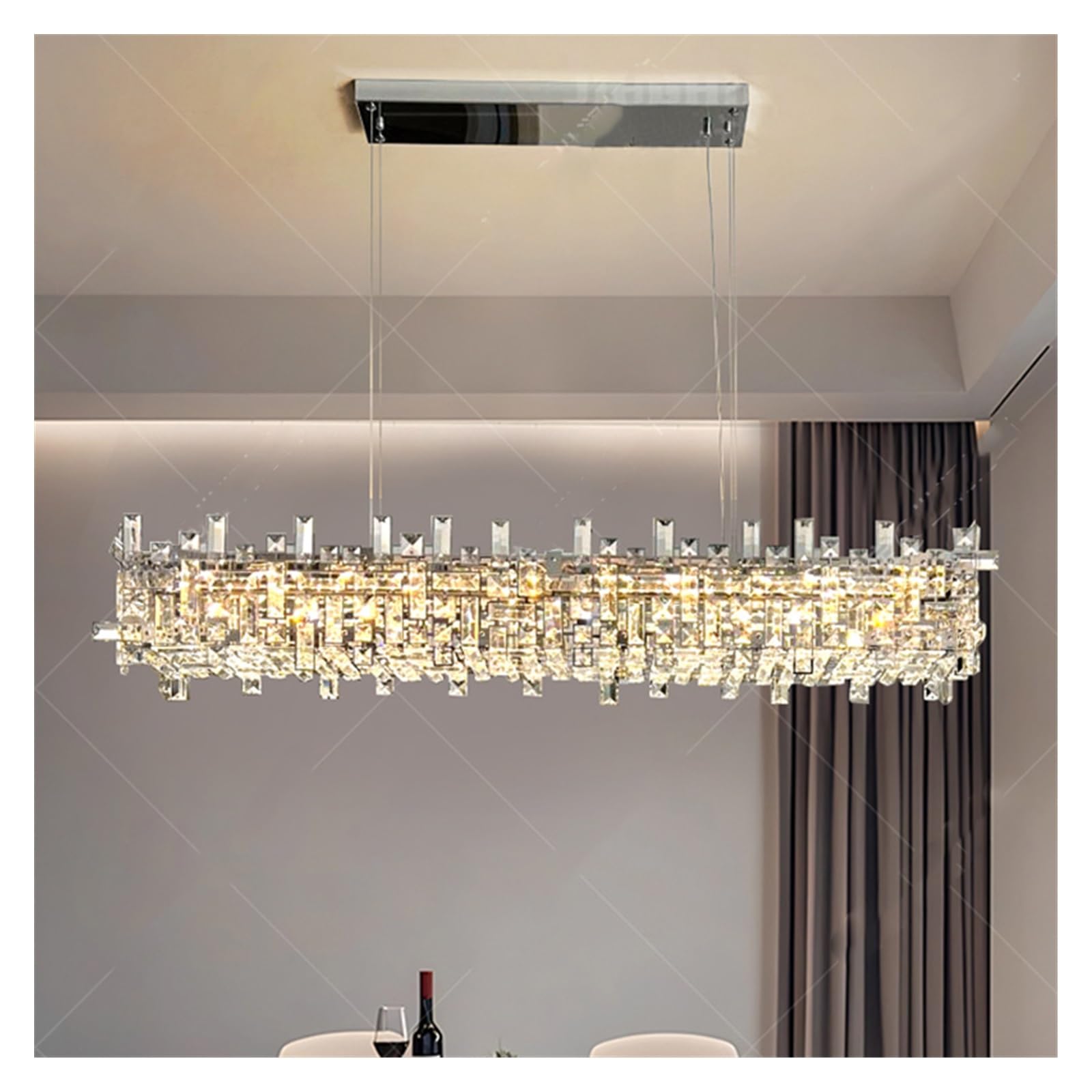 Generico Lampadario, Lampadario di cristallo for decorazioni domestiche moderne, lampada a sospensione for scale, lampade a for soggiorno, illuminazione for interni(A style 150cm,Warm White)