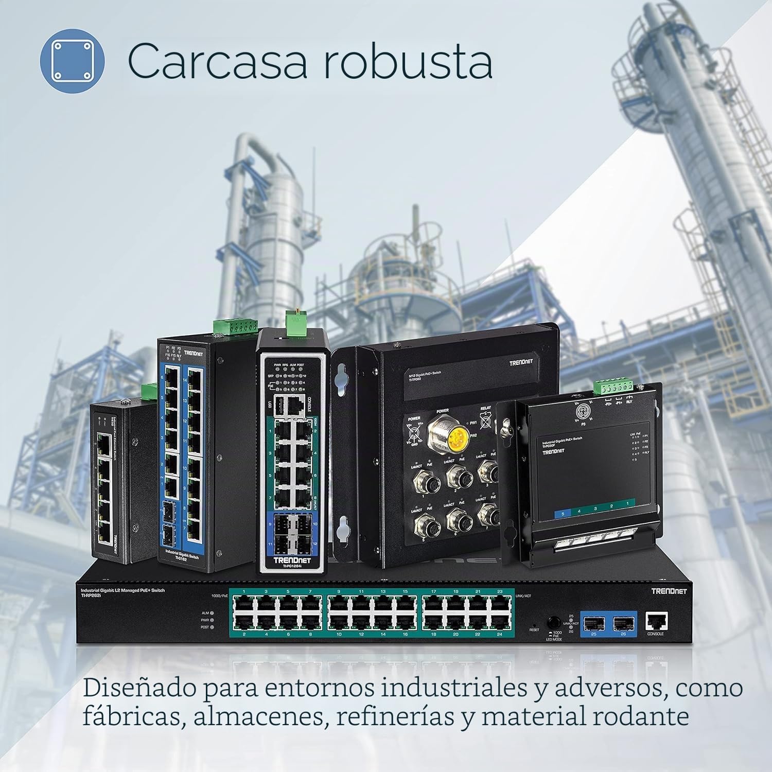 TRENDnet, TI-PE80, Switch Industrial DIN-Rail PoE+ Fast Ethernet de 8 Puertos, conmutador de Red no administrado IP30, presupuesto de Potencia PoE de 200 W | Sin administrar, 8 puertos Fast Ethernet PoE+, carcasa con clasificación IP50, cumple con NDAA TA