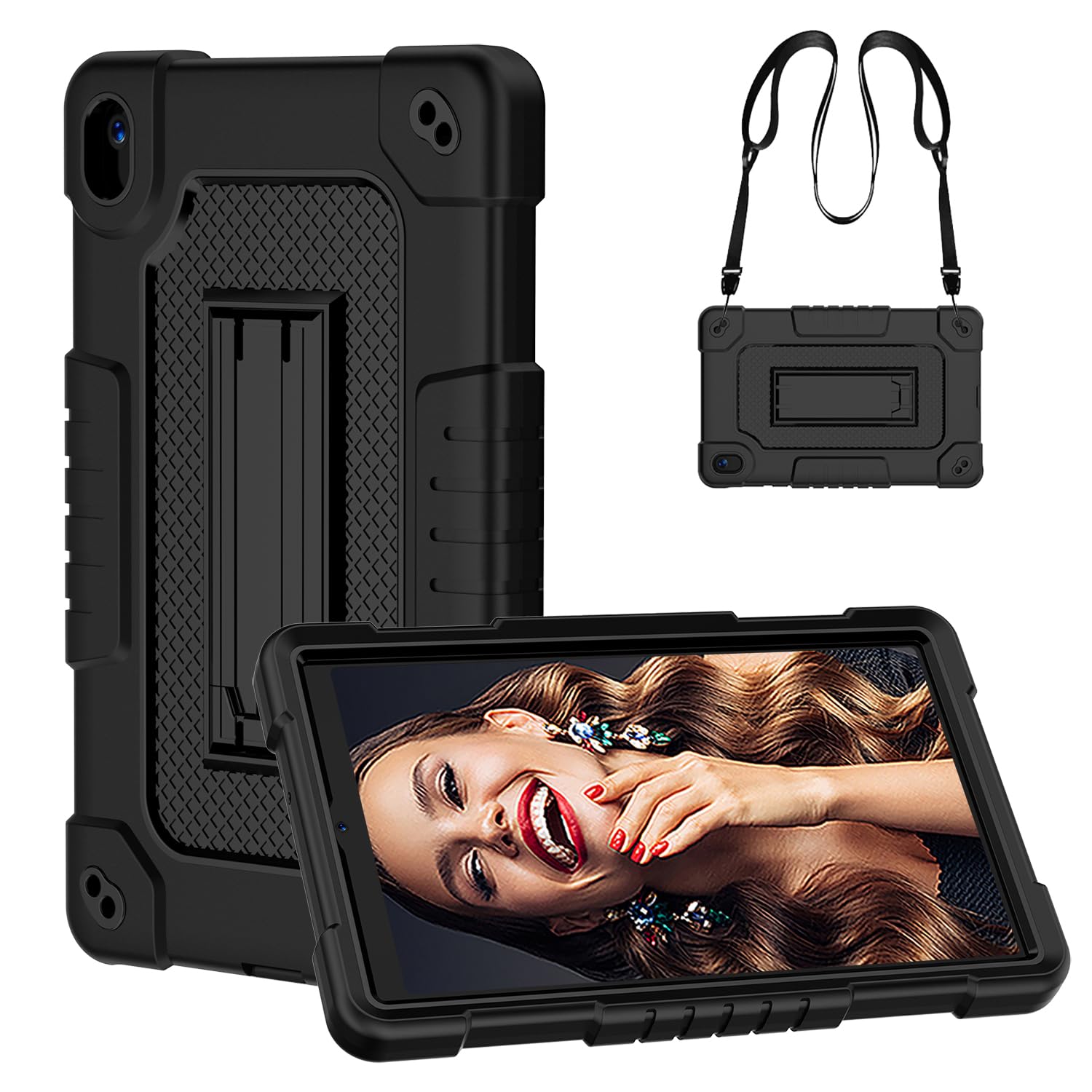 FIEWESEY for Walmart Onn 8 inch Tablet Case Gen 4 2024 Model,Heavy Duty Kids Friendly Shockproof with Shoulder Strap Kickstand Case for Walmart Onn 8