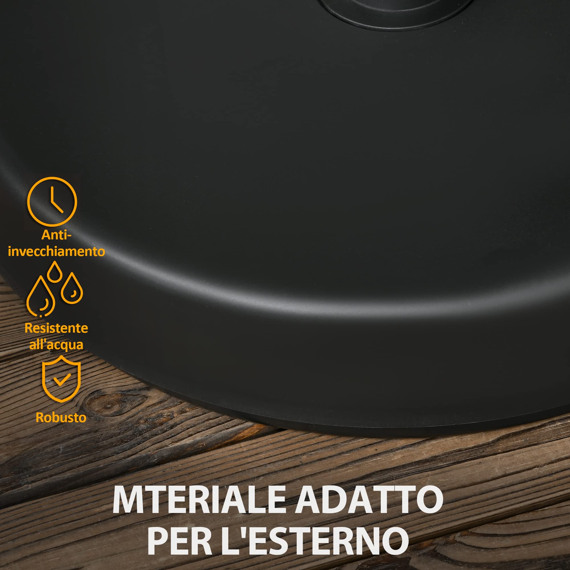 Outsunny Base per Ombrellone da Giardino in Plastica PP Max 18kg di Peso, Ø45x33 cm, Nero