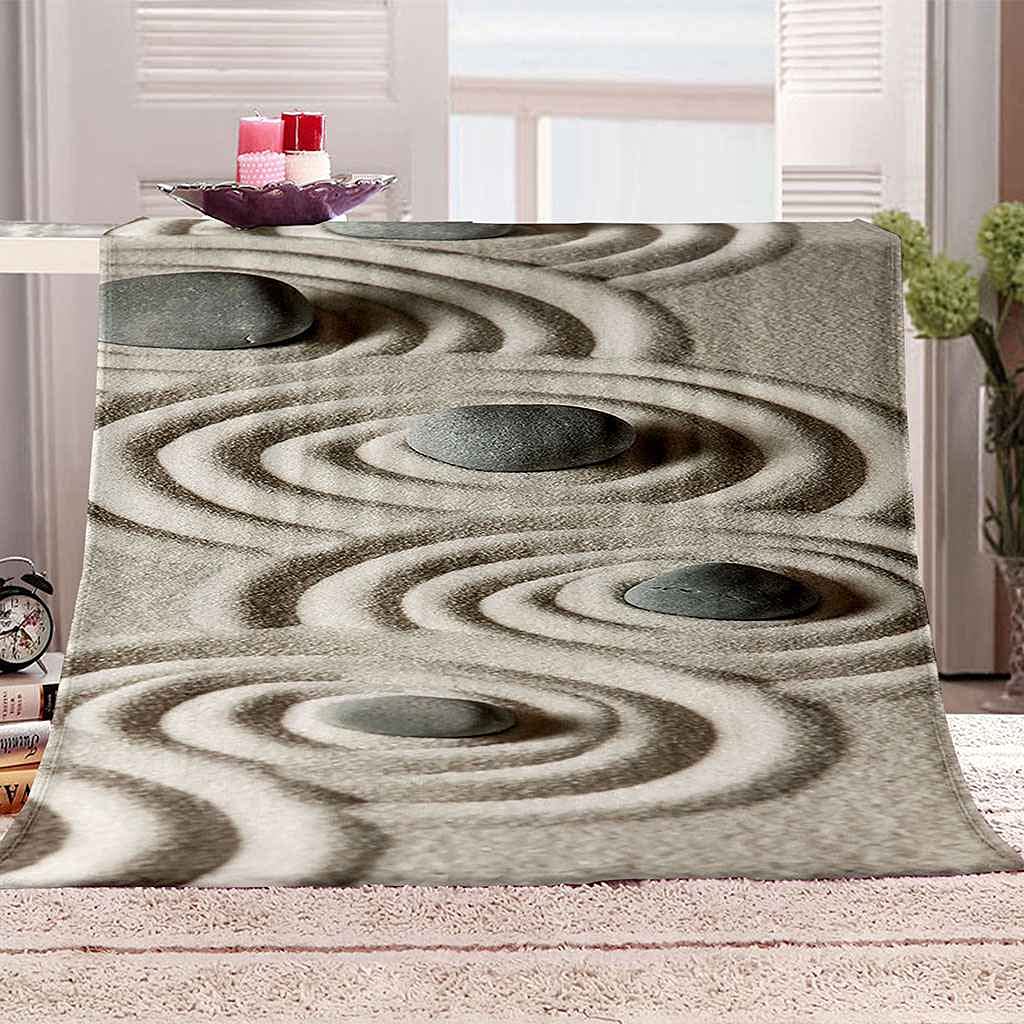 Couverture Polaire Flanelle Entretien Facile Chaude et Douce Galets 150x200cm