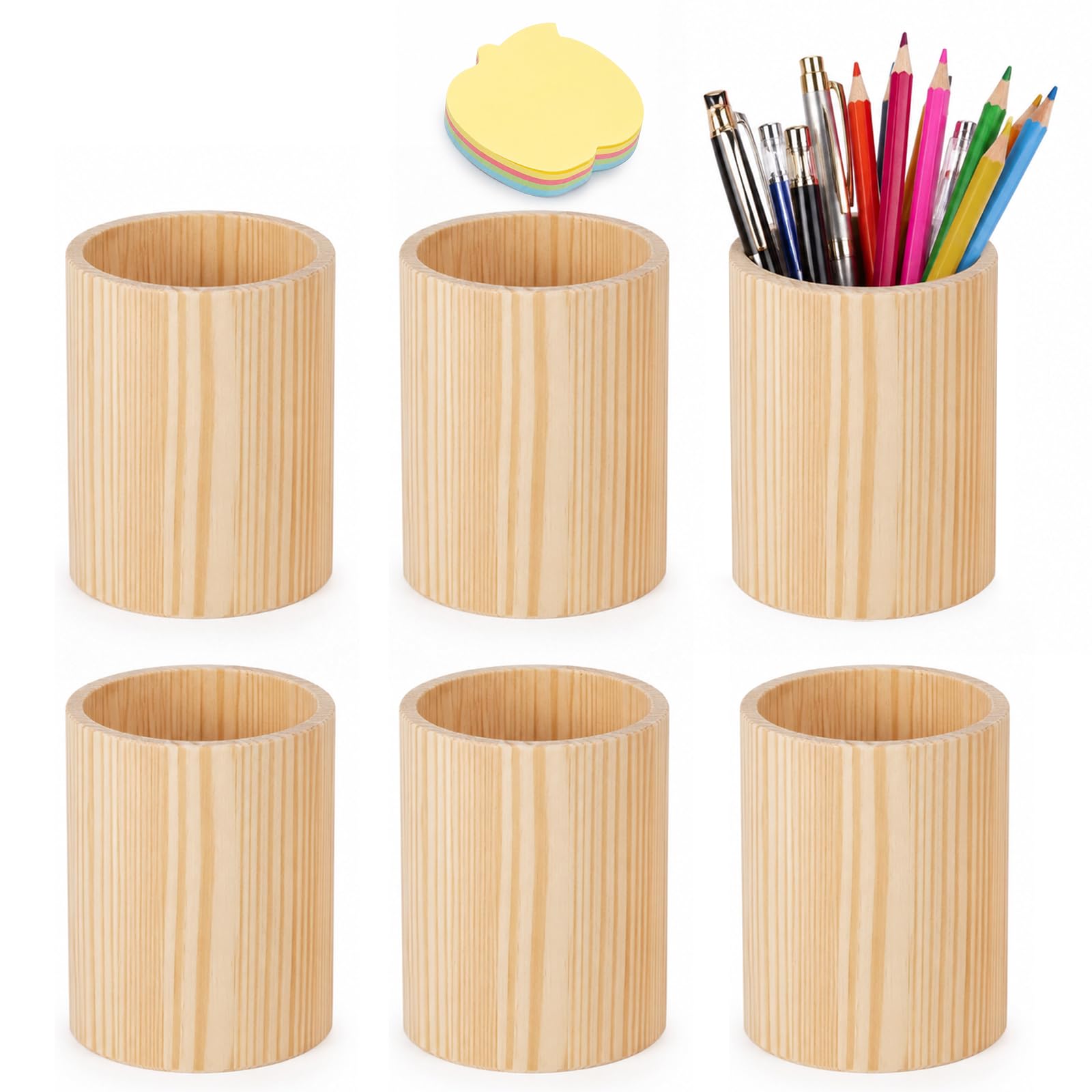 6 soportes de madera para lápices con bloc de notas, 8 x 10 cm sin terminar