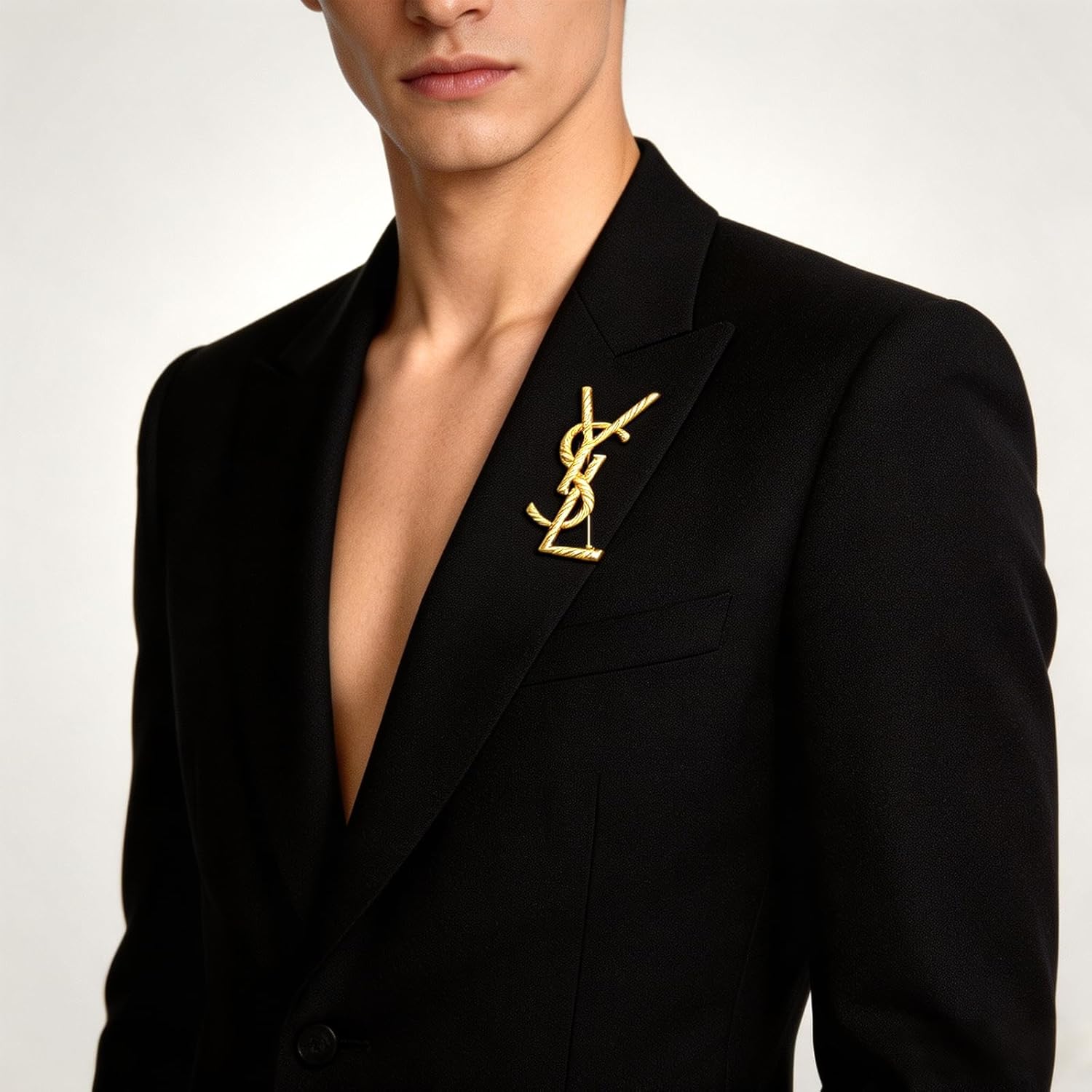 Vintage Twisted Gold Tone Brooch, Minimalist Luxury Lapel Pin for Suits & Jackets,Fashionable and eye-catching accessories - Image 5