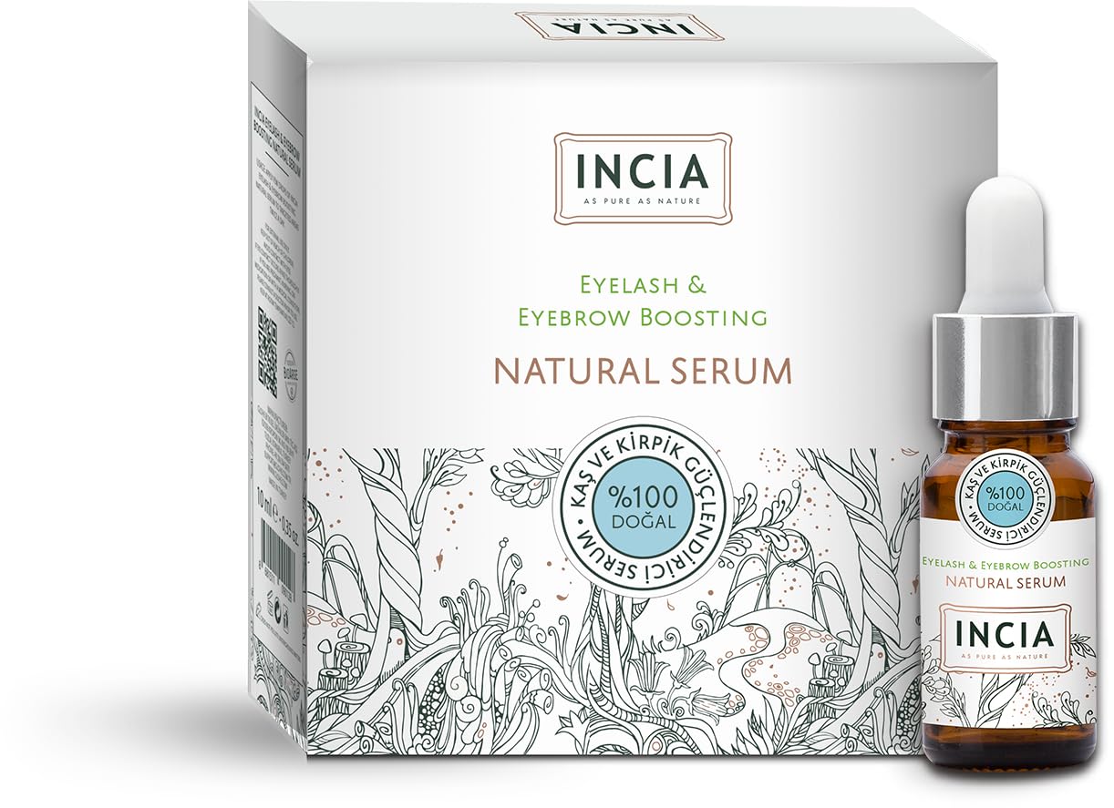 INCIA%100 Doğal Kaş ve Kirpik Güçlendirici Serum Bitkisel Yoğunlaştırıcı Yoğun Bakım Yağı Vegan 10 ml