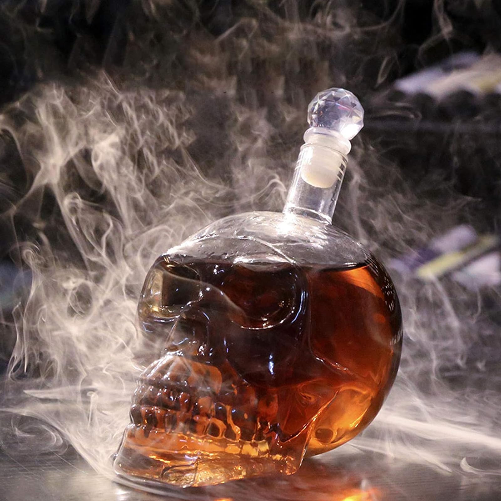 Teschio Bottiglia di Whisky, Bottiglia di Vetro a Forma di Teschio, Bottiglia Vino con Teschio Moda, Decanter per Cranio, Whisky Bottiglie, (550ML) per Whisky, Vino e Liquori (A)