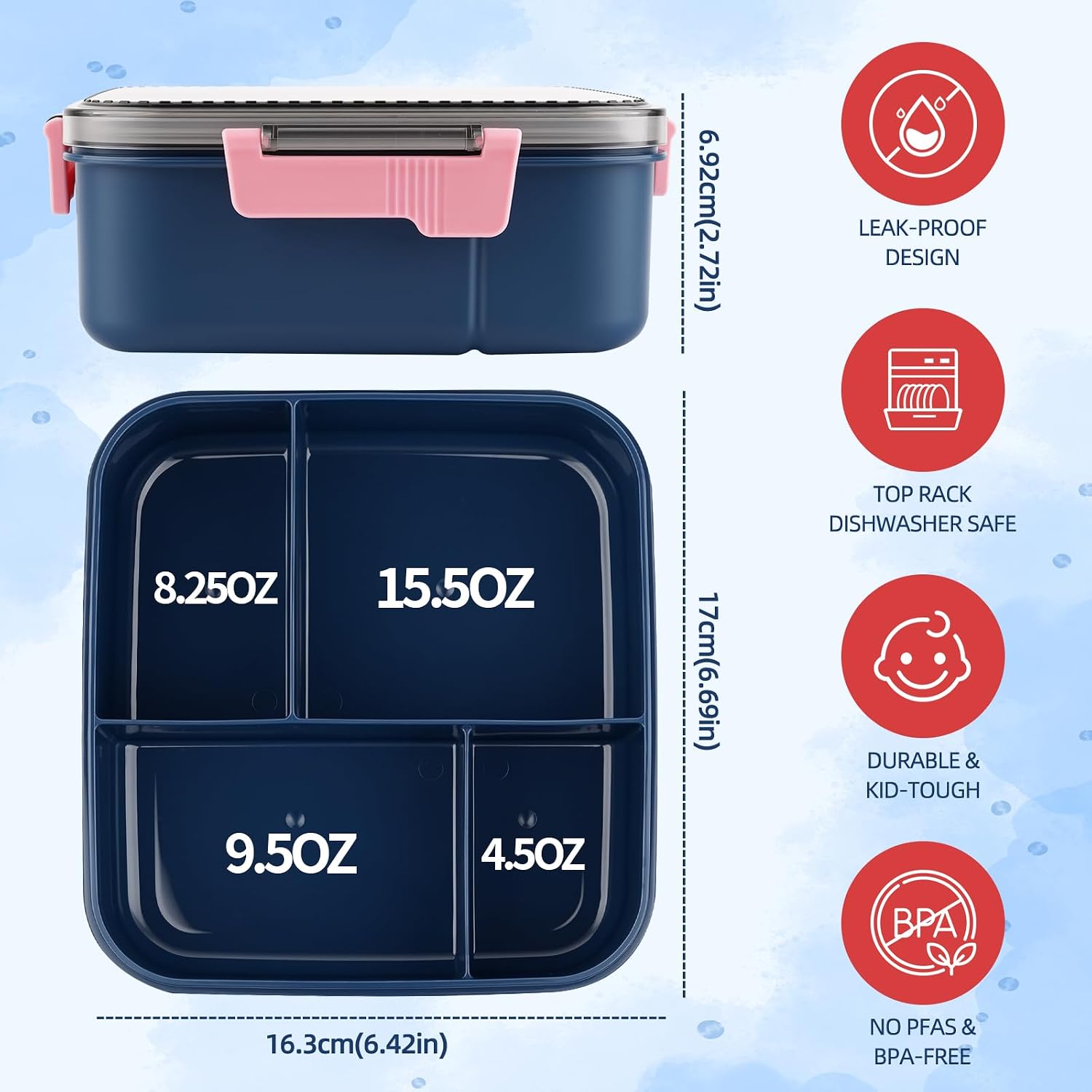 submarine fruit container 1PCS 44OZ PFAS/BPA-Free leak proofdesign