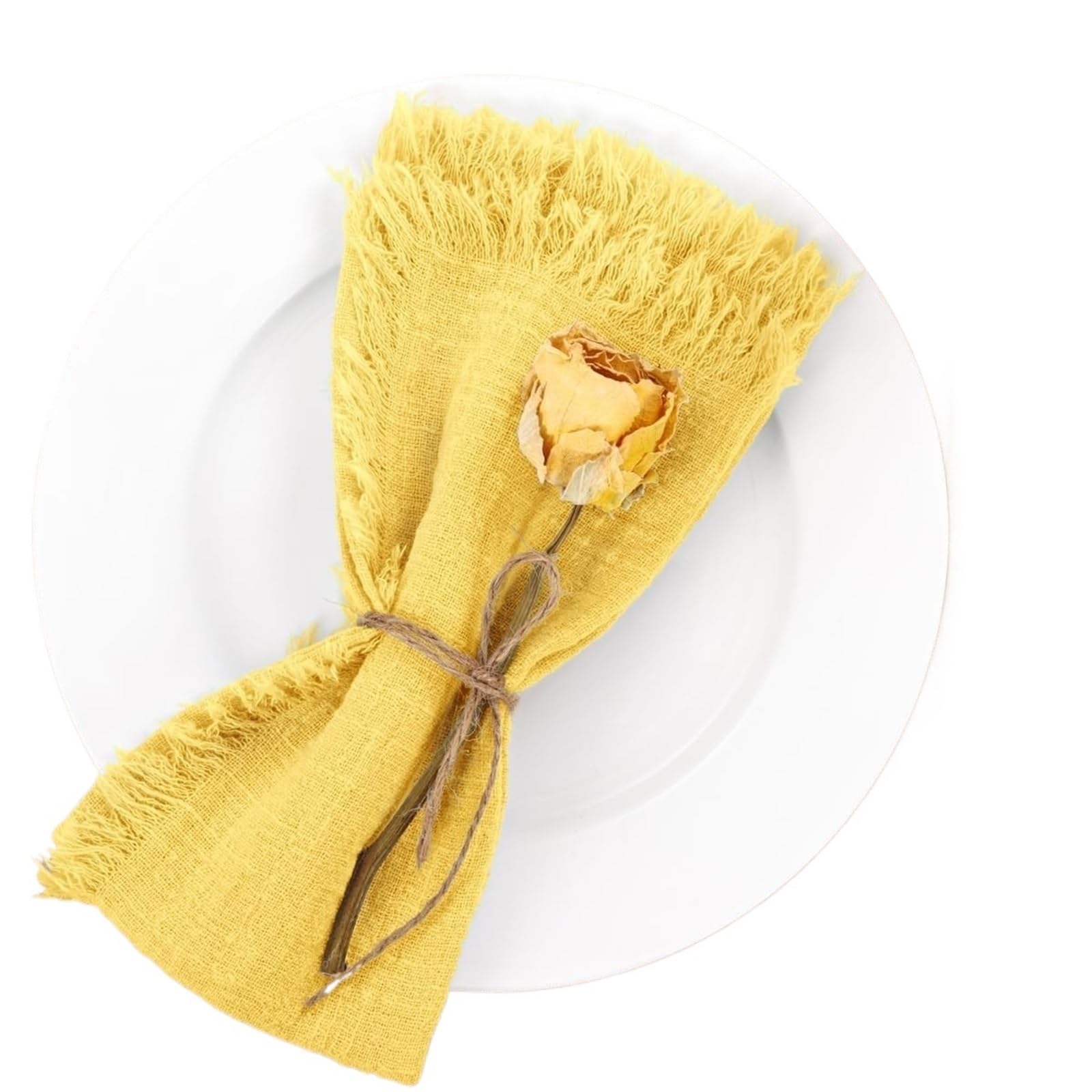 Cloth Napkins 50 Pack 32x32cm Handmade Cotton Cloth Napkins, 100% Gauze With Fringe For Dinners, Parties, Weddings, Banquets