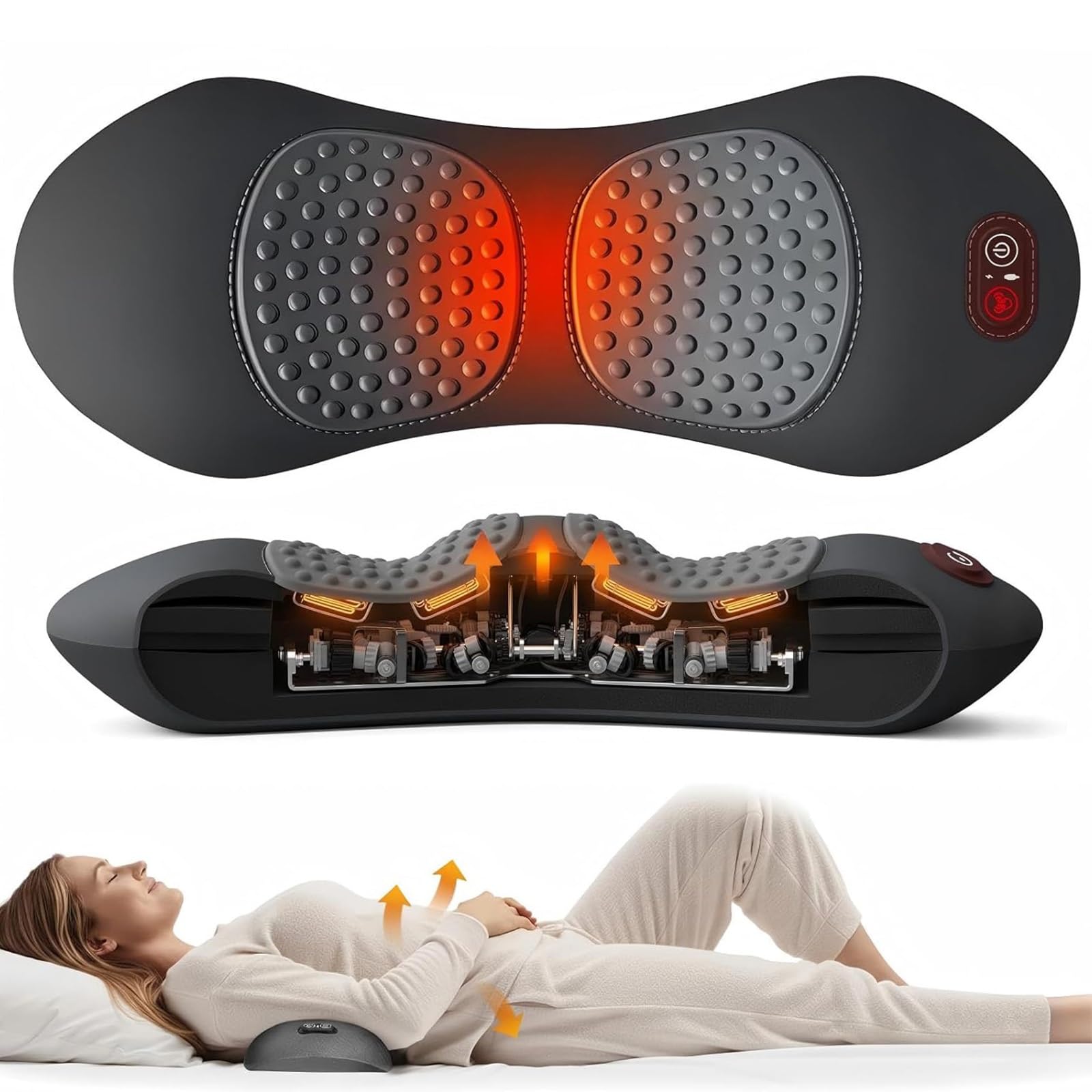 2026 3-Zonen Tiefenwärme-Massagegerät, Ergo Pur Rücken mit Erwärmung, Vibration & Traktion, Ergopur 3-Zonen-Ergoflow Tiefenmassagegerät, Müdigkeit lindern(Klassisches Grau,Akkuversion)