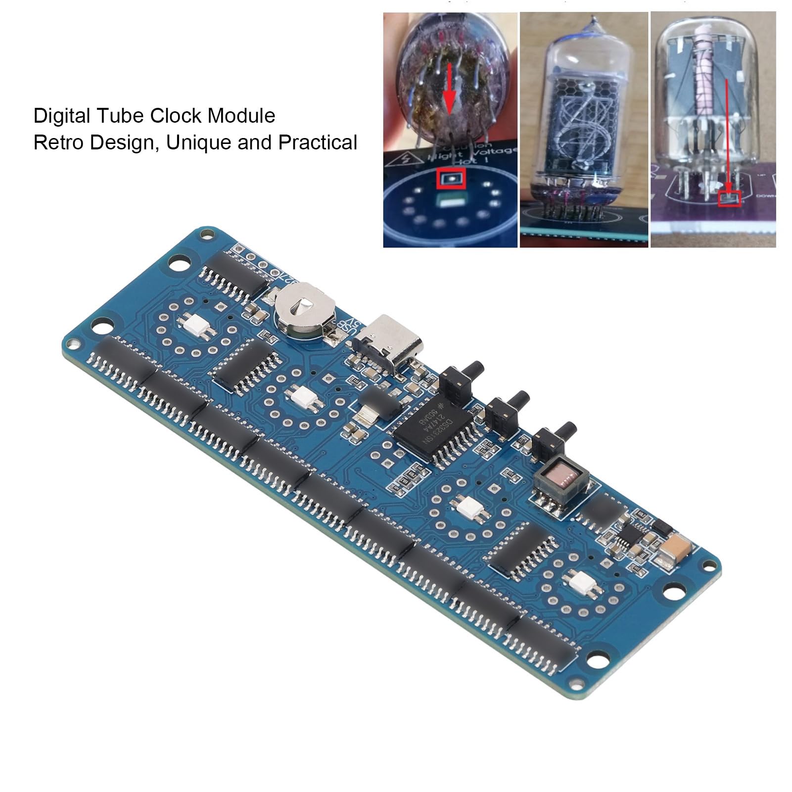 SEAFRONT Nixie Glow Clock Modul 4 Bit Digital Tube Circuit Board IN12 IN14 Hintergrundbeleuchtung Farbe 12/24 Stunden Switchin