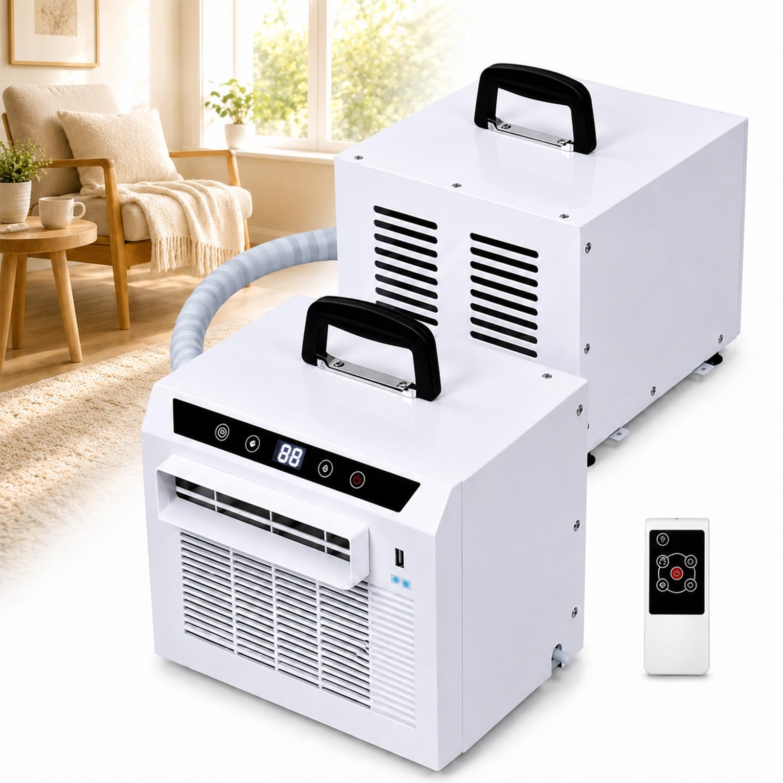 Sxqych One Color Split System Air Conditioners, 3000 Btu Room Cooler, 1300W Portable Ac