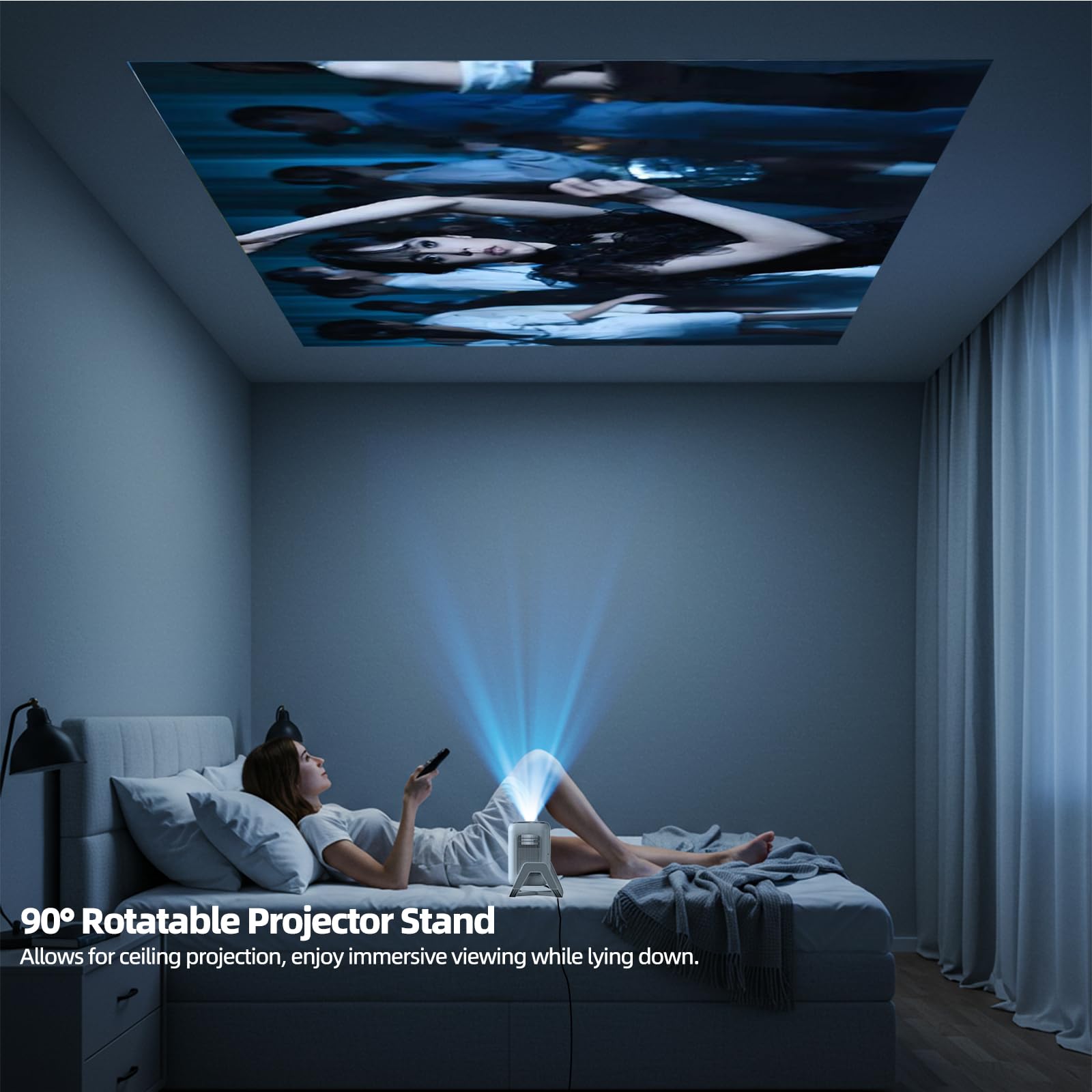 Bettdow Mini Proiettore per [Netflix-ufficiale & Android 13], 1080P Ruotabile, Autofocus/Correzione Trapezoidale, 4K Videoproiettore 10000 Lumen, BT 5.2 per Home Theater, Nero