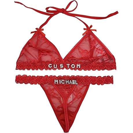 Personalized Lingerie for Women: Custom Thongs with Names Bra Set