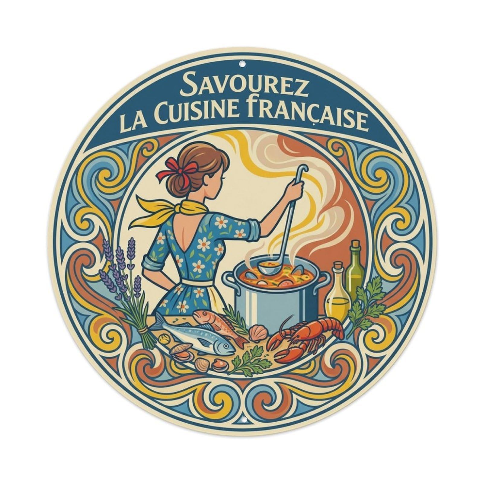 Market Kitchen French Travel Food Culinary Scene Metal Tin Sign