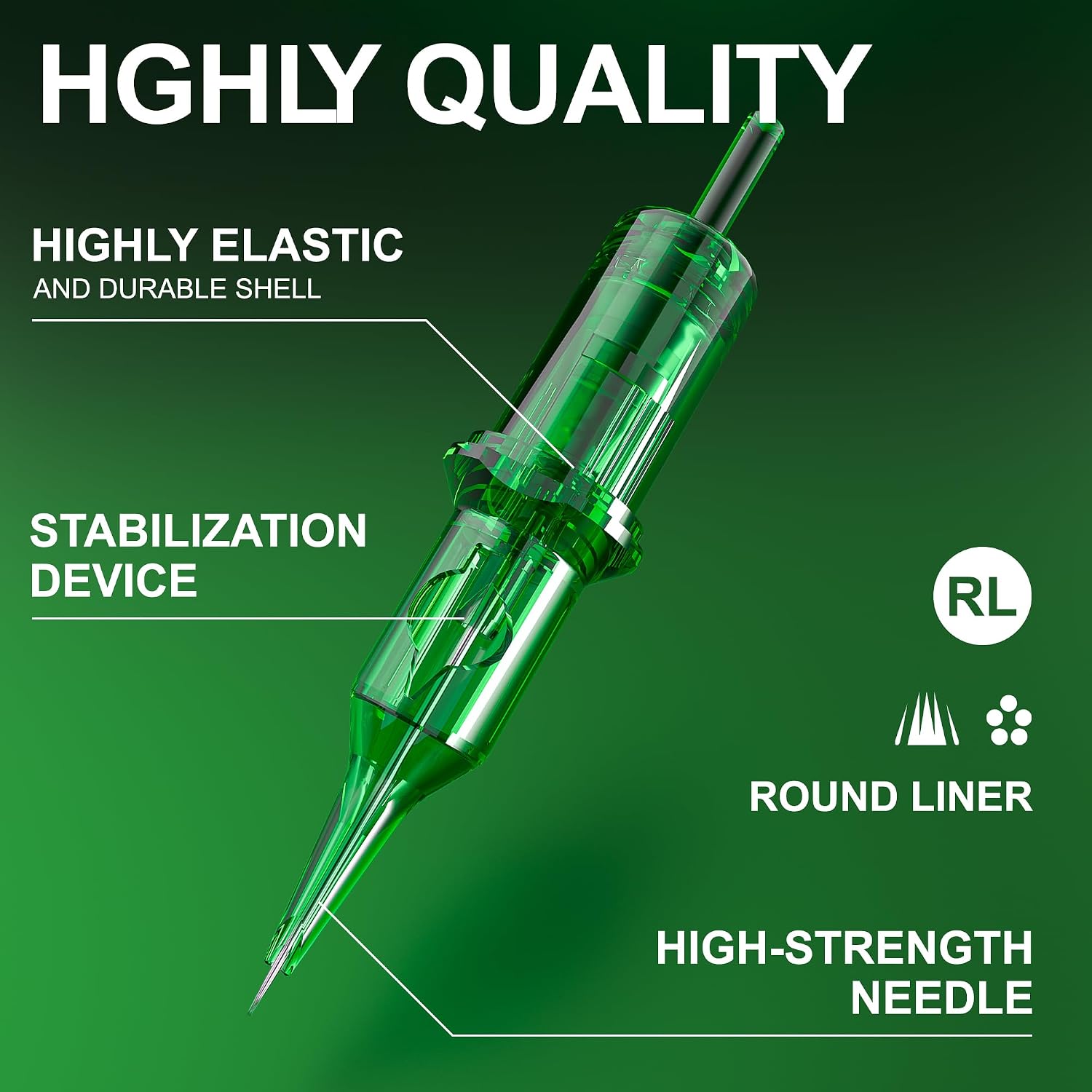 1203RL Tattoo Cartridge Needles, 20 Count 3 Round Liner | Anti backflow membrane supports cleaner ink control for outlining, lining and everyday cartridge use