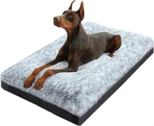 KISYYO Orthopedic Dog Beds for Large Dogs Fixable Deluxe Cozy Dog Kennel Beds for Crates Washable Pet Sofa, Grey (102 * 66 * 7CM/41 * 27 * 3.5inch)